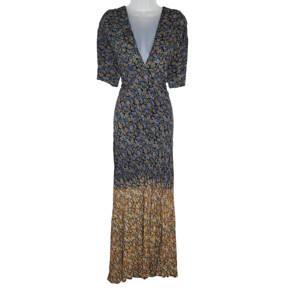 VTG 90s Maxi Slip Dress Large Ditsy Dark Floral Bias Cut Ombre Romance Grunge - Picture 1 of 16